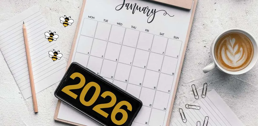 Calendar showing Bees ready to place on calendar 