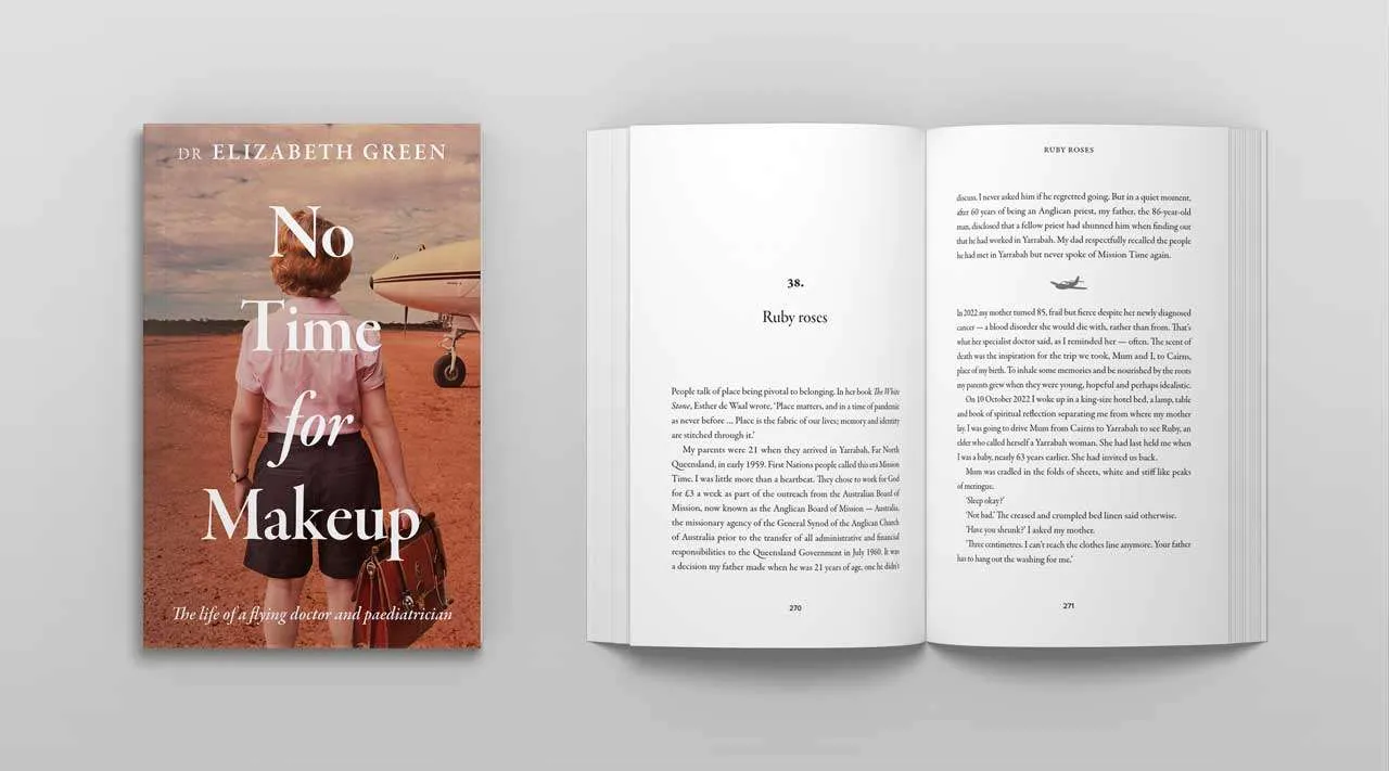 Book design for No time for Makeup by Dr Elizabeth Green 
