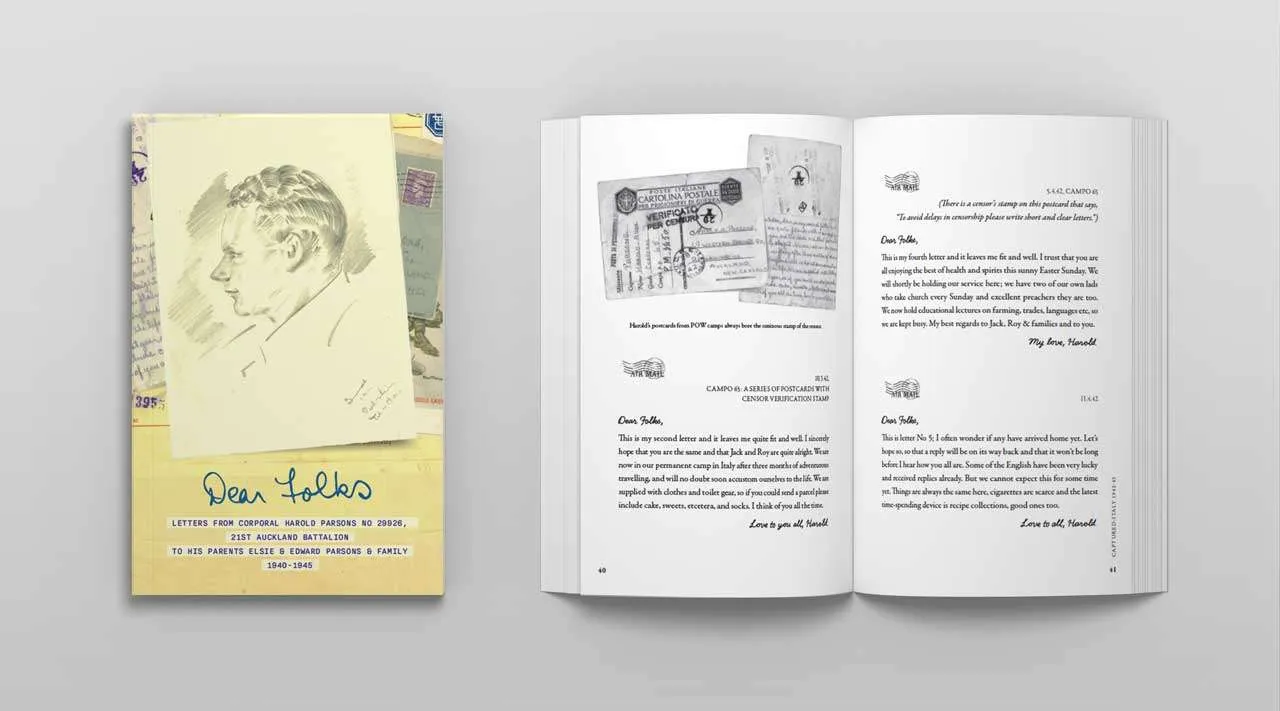 Book design for Dear Folks, Letters from Corporal Harold Parsons